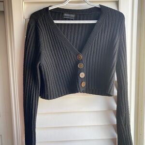 Black Cropped cardigan with Button Detail